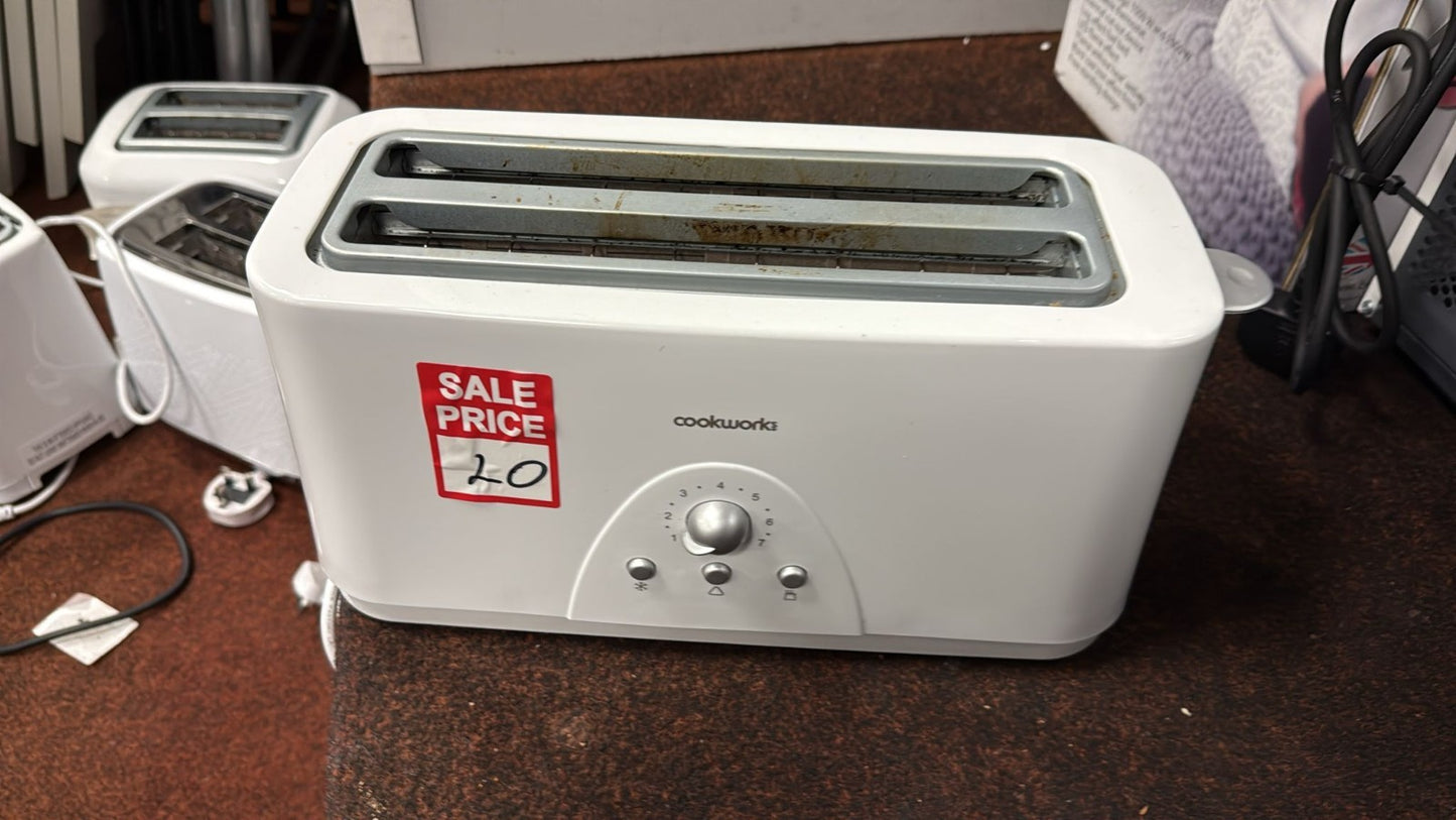 Cookworks Long Slot 4 Slice Toaster - White