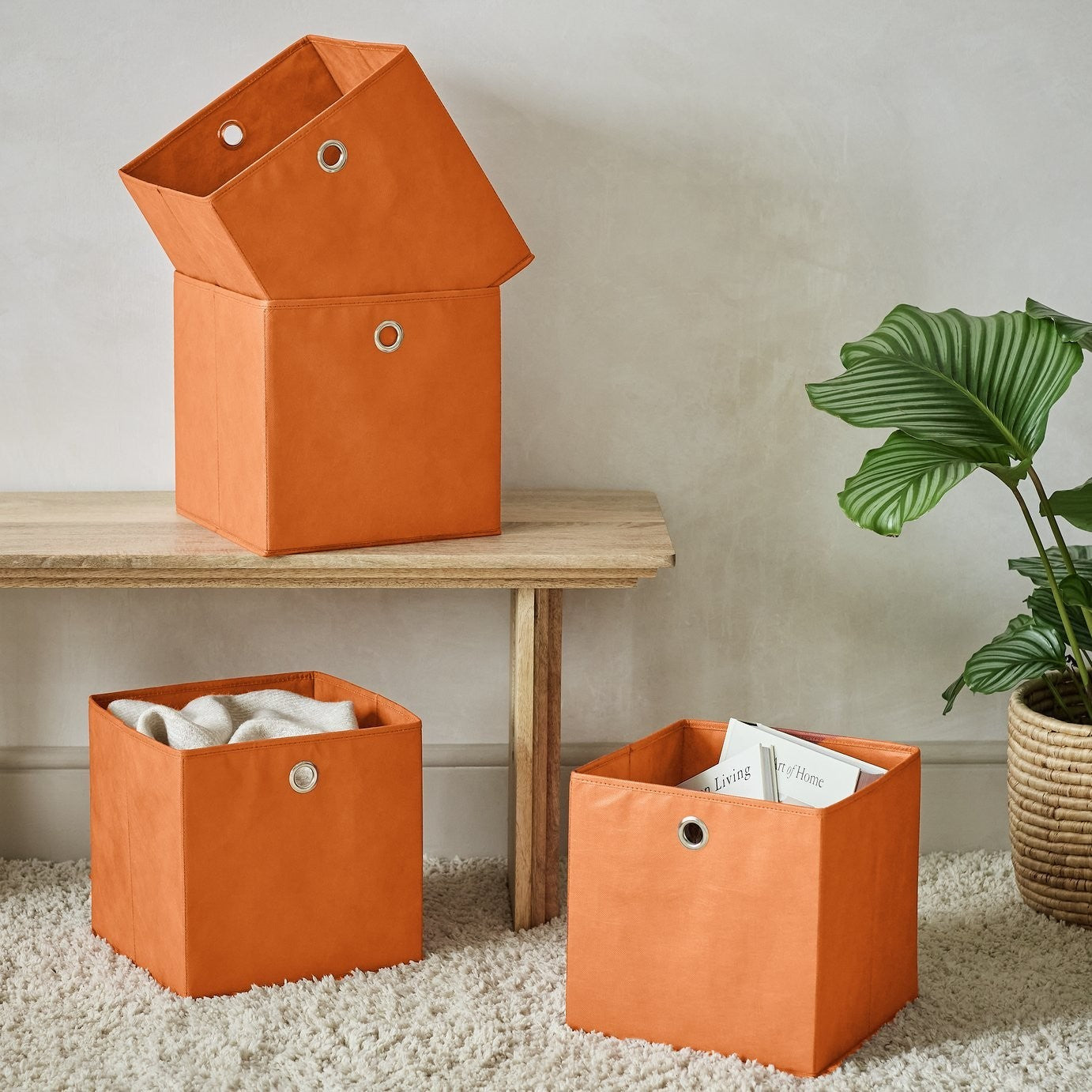Home Set of 4 Squares Plus Boxes - Orange
