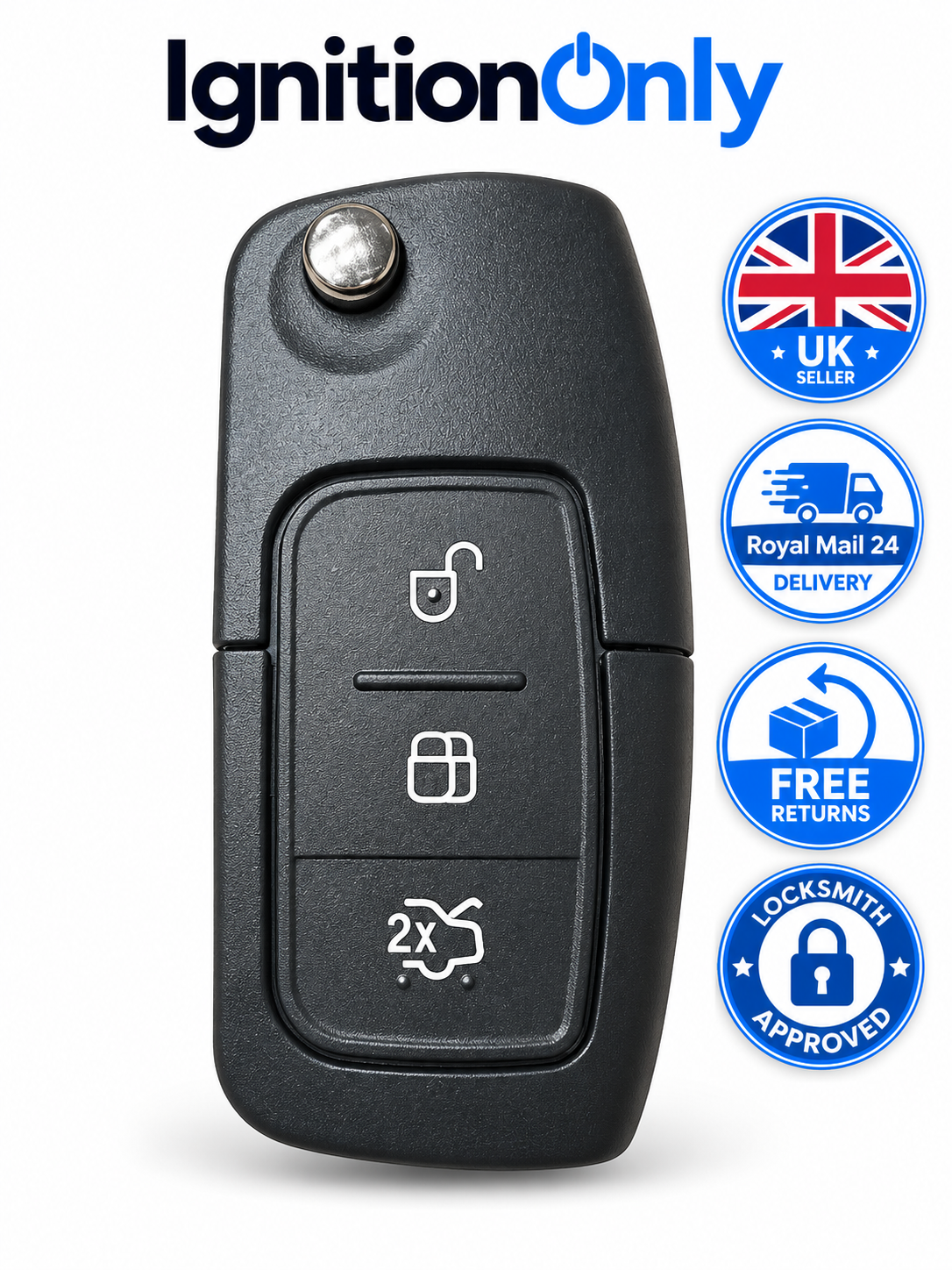 Ford Focus MK2 Key Case 3 Button Flip Remote Fob HU101 Blade 2005-2010
