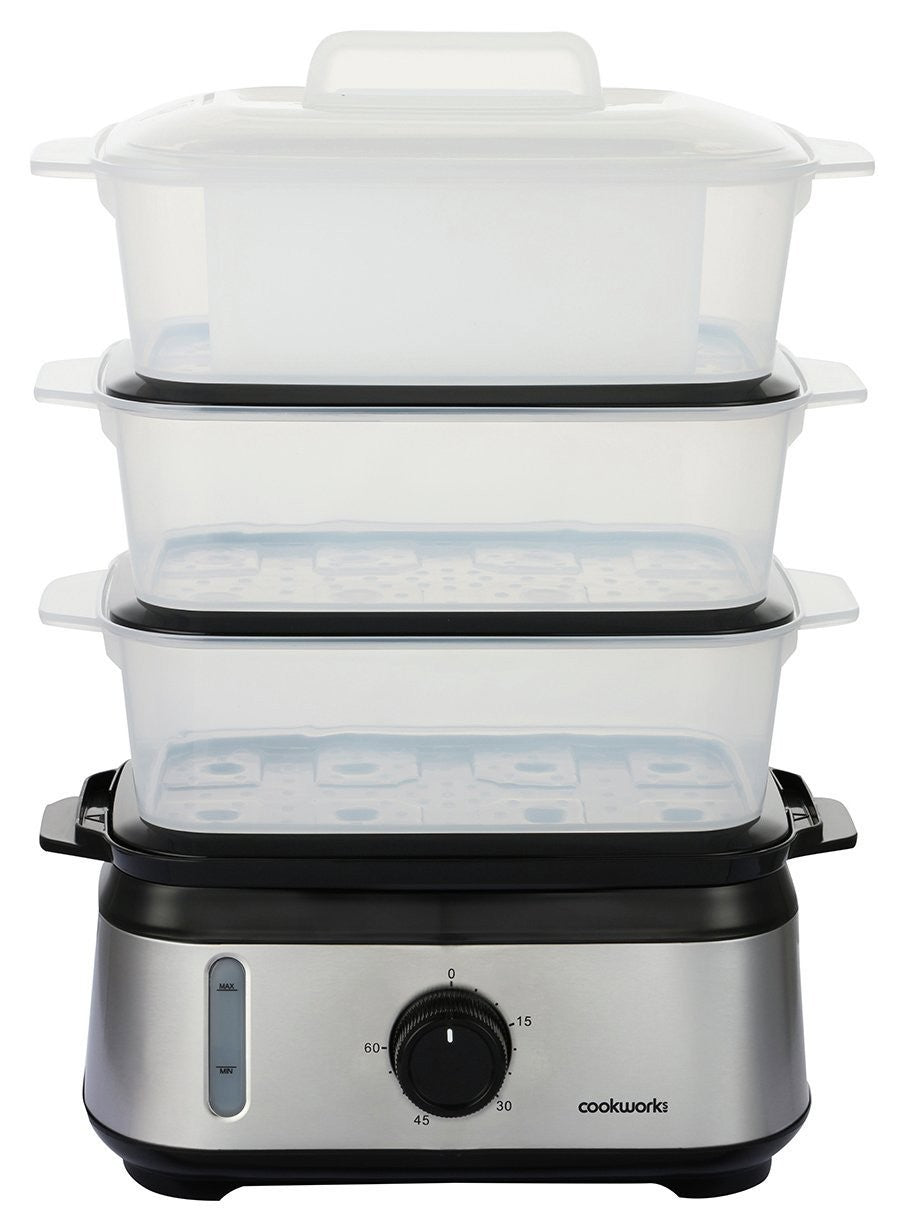 Cookworks FS1400-GS 3 Tier Steamer - Stainless Steel
