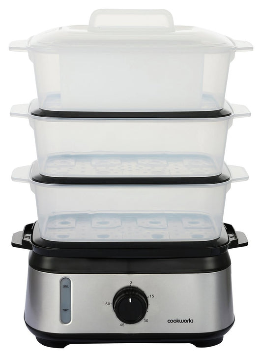 Cookworks FS1400-GS 3 Tier Steamer - Stainless Steel