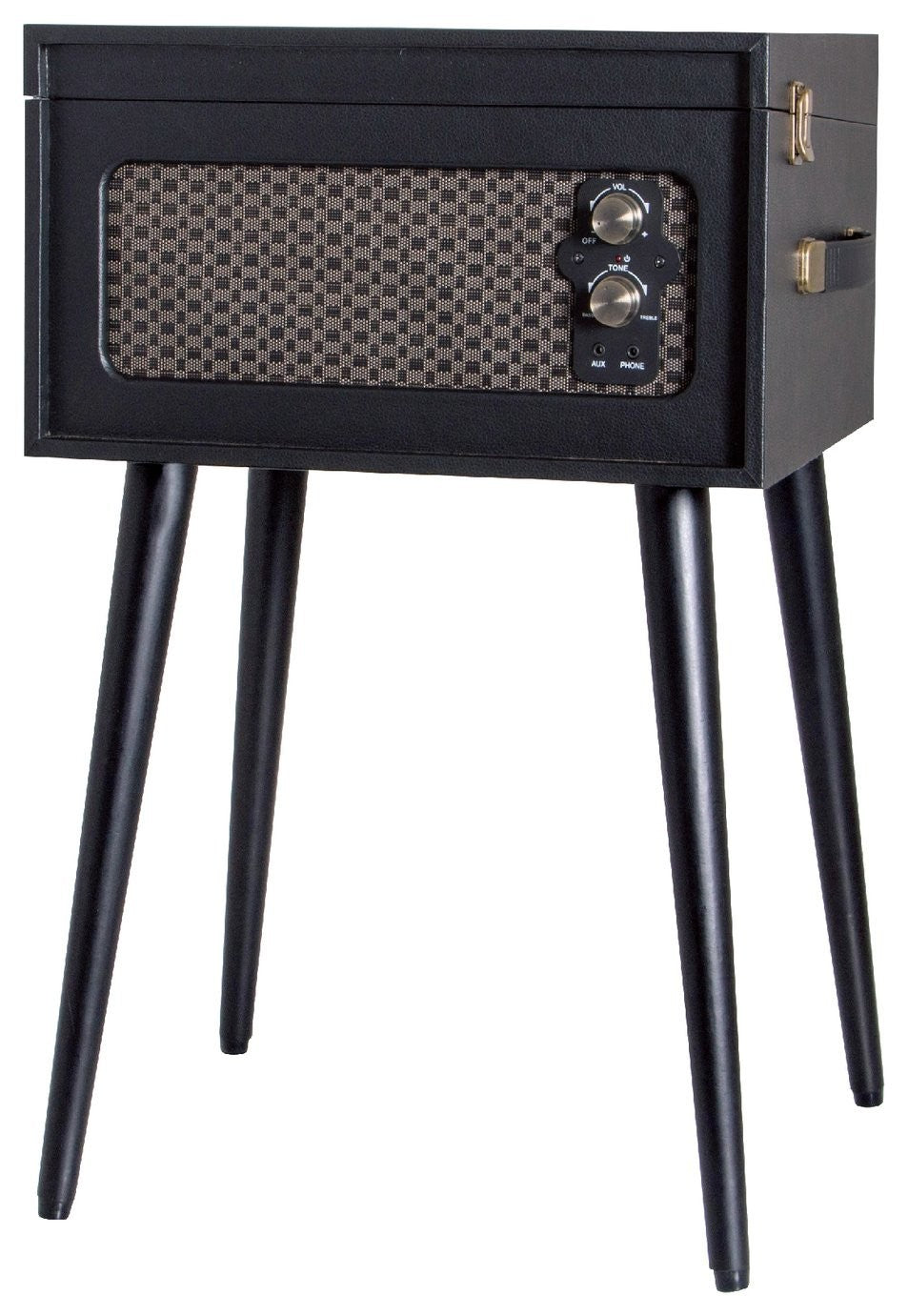 Bush Wooden Bluetooth Turntable Retro Aux Record Player Withs Legs Black 7164138