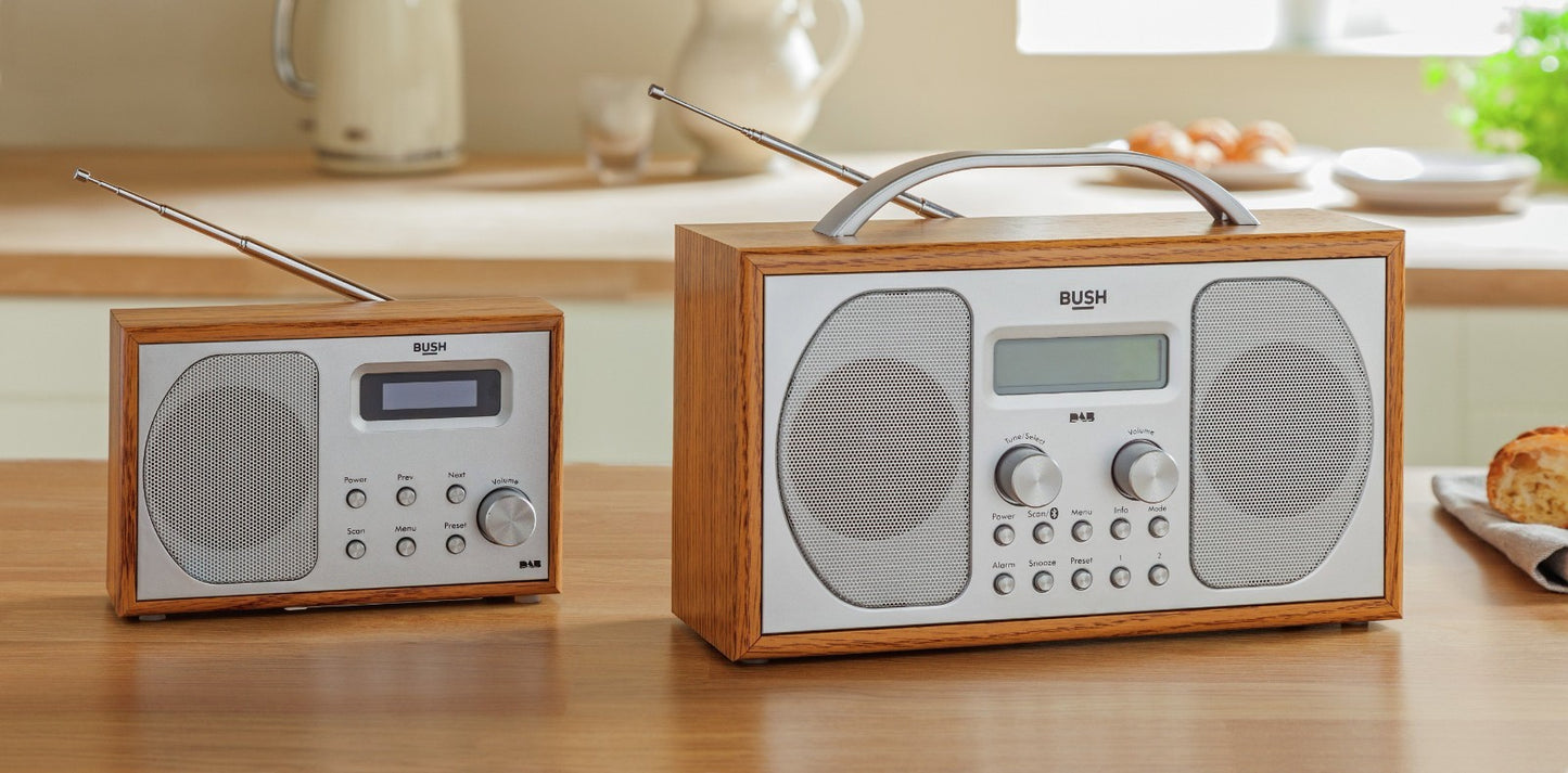 Bush Lisbon Digital DAB FM Portable Radio-Brown Wood Effect