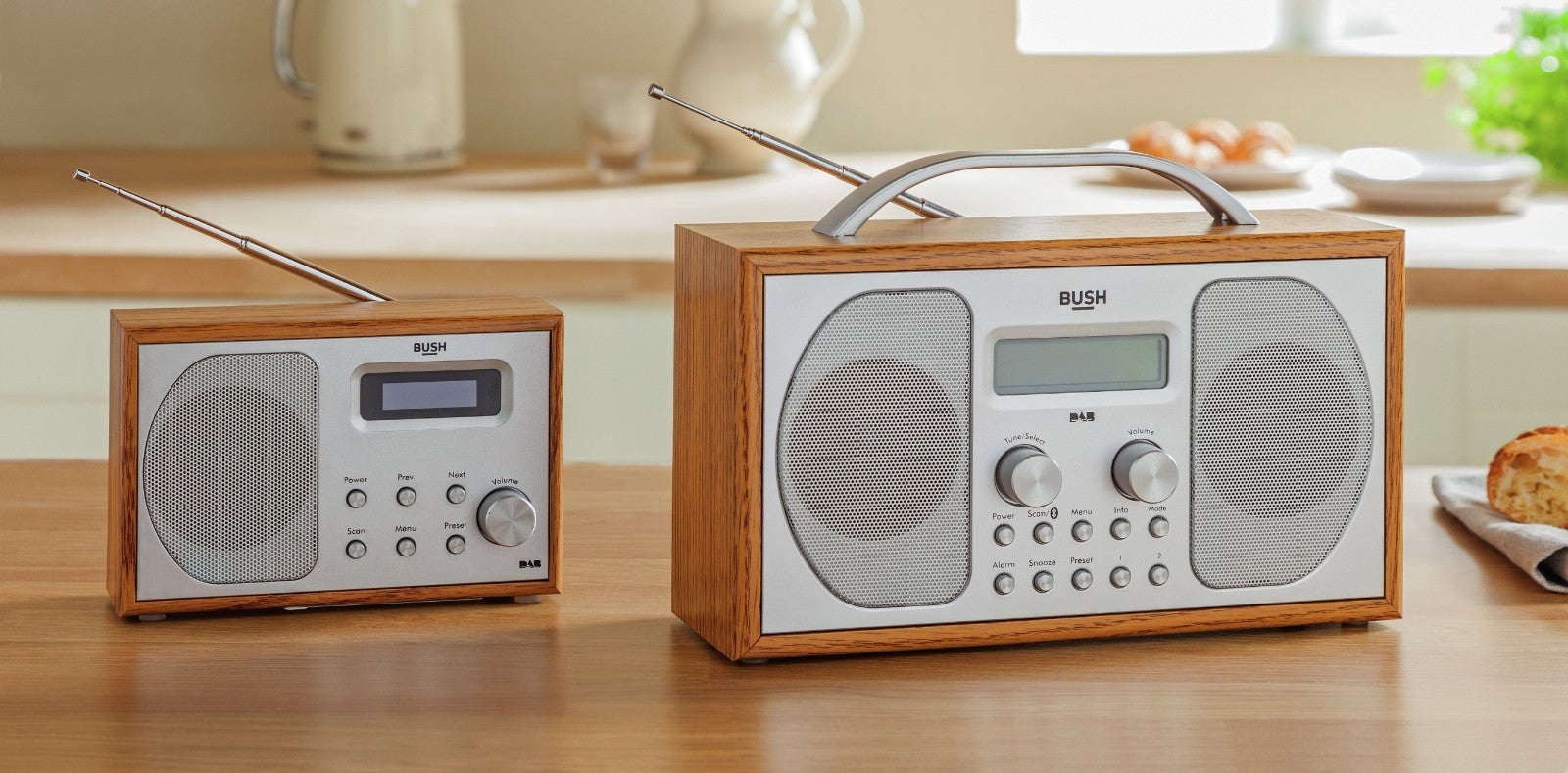 Bush Lisbon Digital DAB FM Portable Radio-Brown Wood Effect