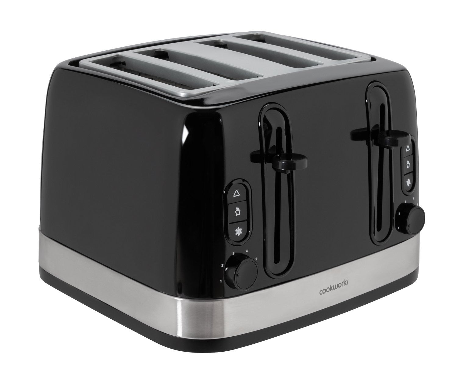Cookworks 4 Slice Toaster 2300W Illuminated Wide Slots High Lift Black 8386276