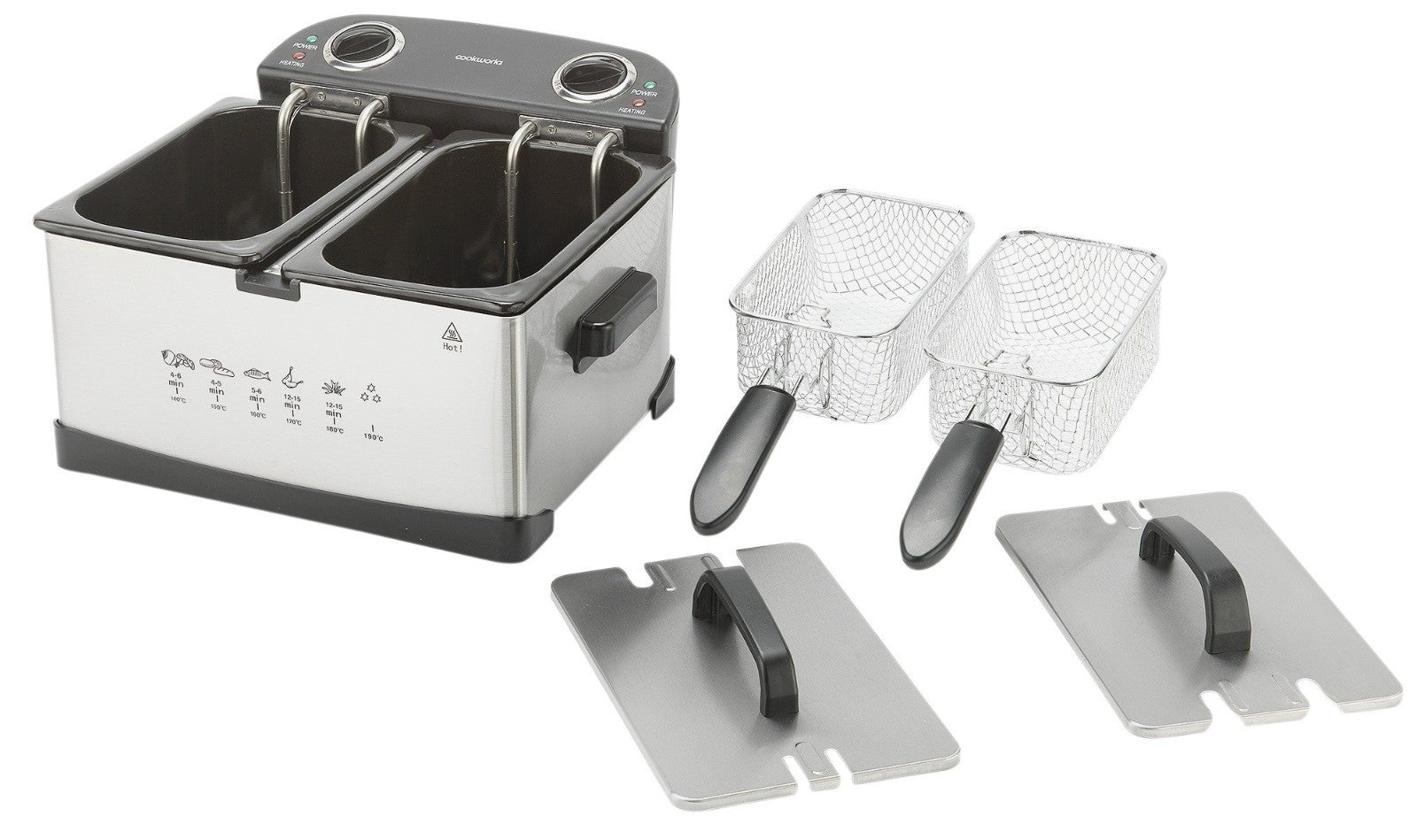 Cookworks Stainless Steel Twin Professional Deep Fat Fryer - 5L Dual Basket 2400