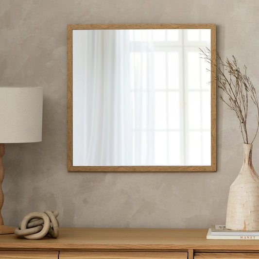 Home Essentials Oak Effect Square Wall Mirror -55x55cm