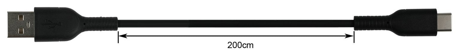 2m Type-C USB Cable - Black