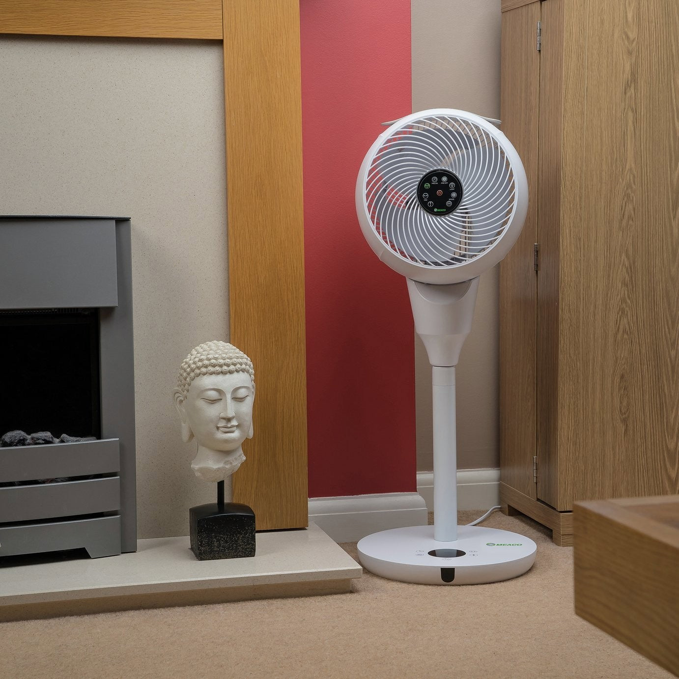 Meaco White Pedestal Fan - 12 Inch