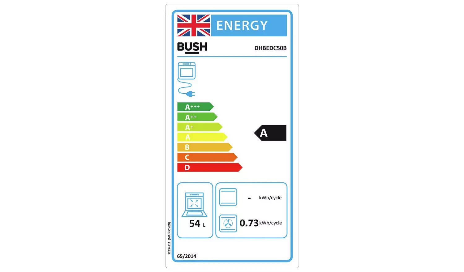 Bush DHBEDC50B 50cm Double Oven Electric Cooker - Black