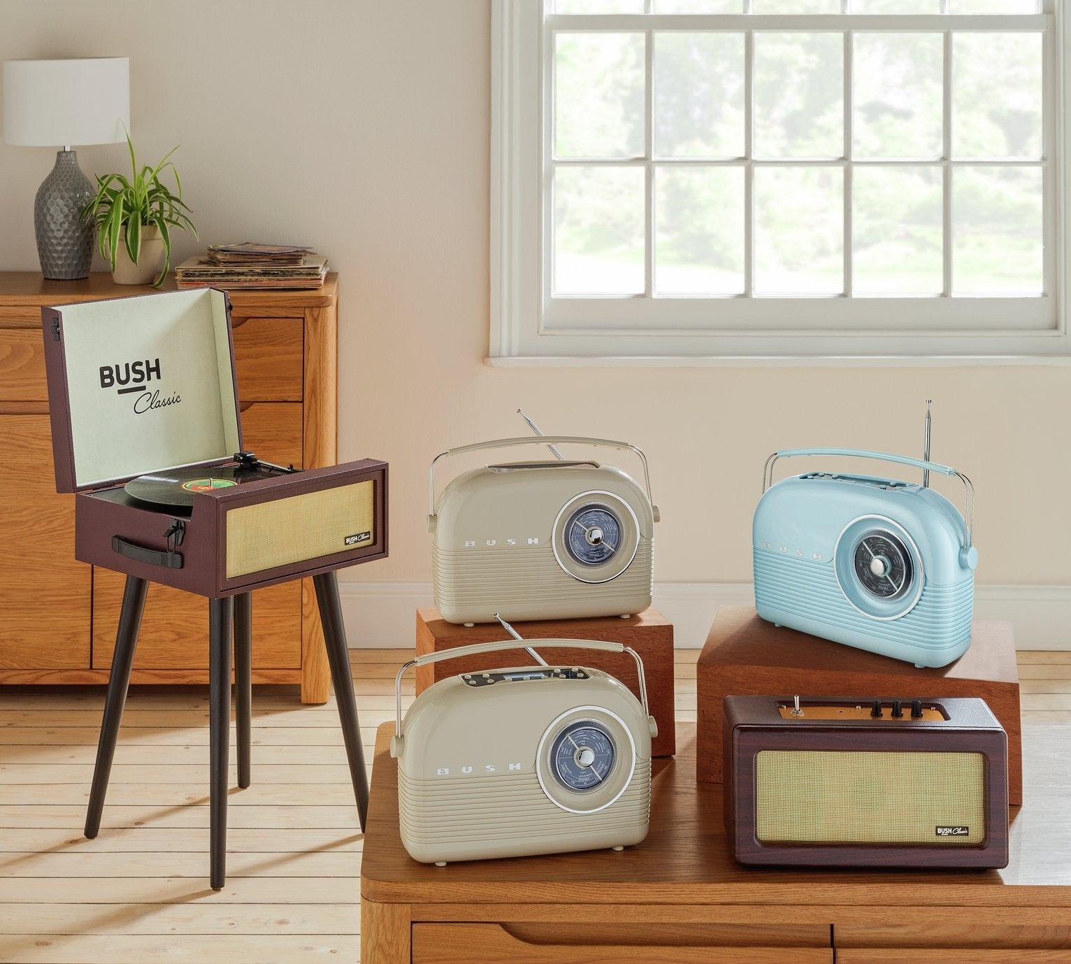 Bush Classic Suitcase Turntable | 3-Speed Vinyl Record Player | Retro Black