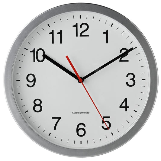 Wall Mounted 30cm Radio Controlled Clock Automatic Updates Battery Powered