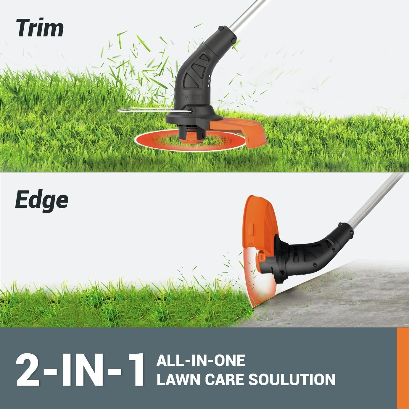 Worx Cordless 34cm Rotary Lawnmower and 25cm Grass Trimmer