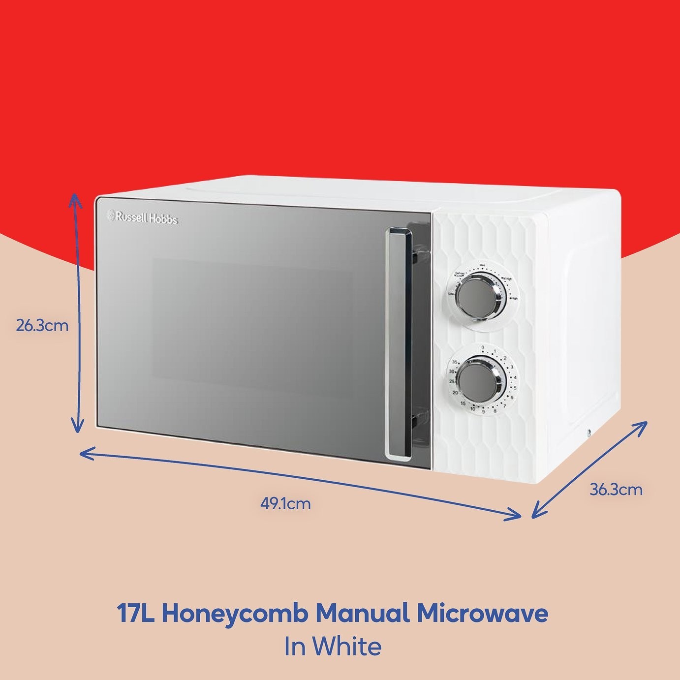 Russell Hobbs RHMM715 Manual Microwave Oven 17L Honeycomb Freestanding 700w