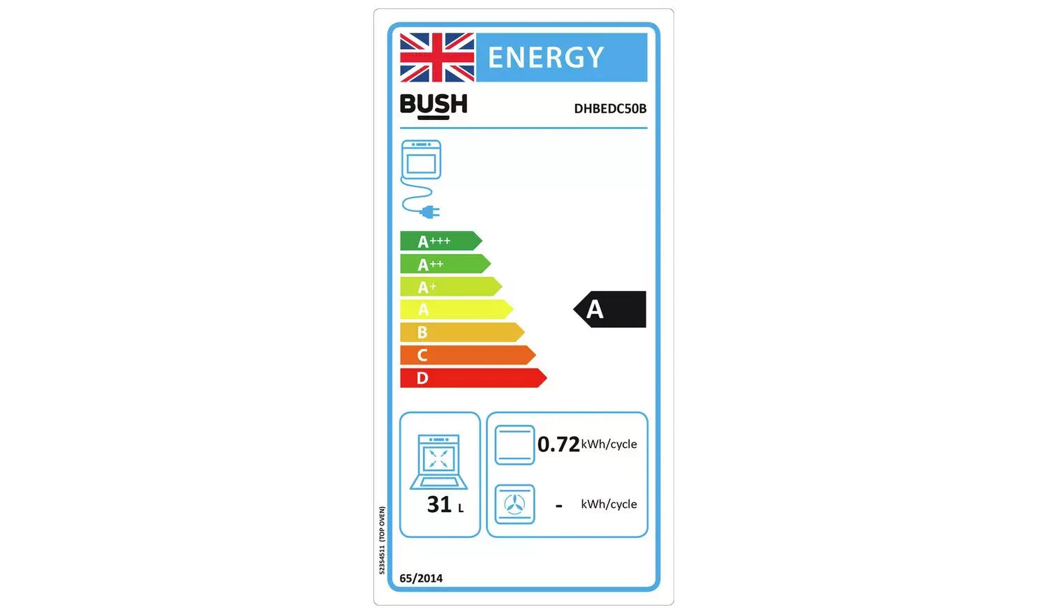 Bush DHBEDC50B 50cm Double Oven Electric Cooker - Black