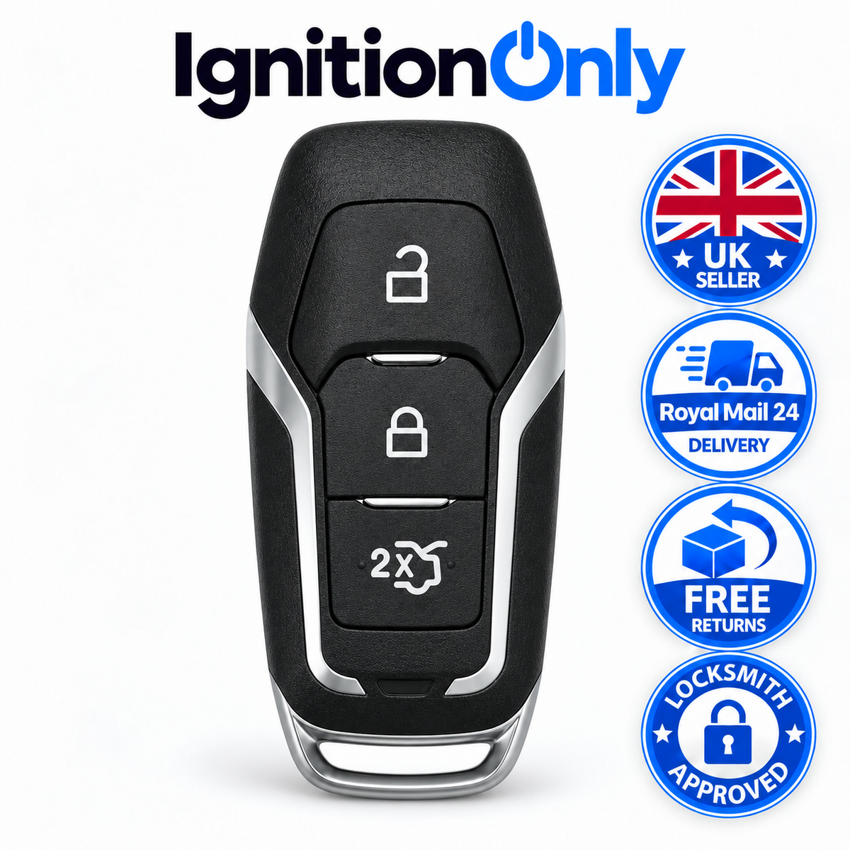 3 Button Smart Key Fob Case for Ford Mondeo 2014-2018 Keyless Entry