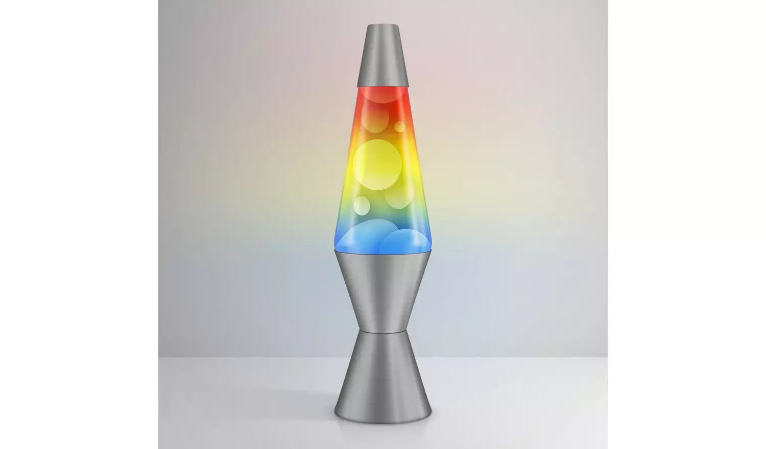 Rainbow Glitz Lava Lamp 14.5in - Yellow & Silver
