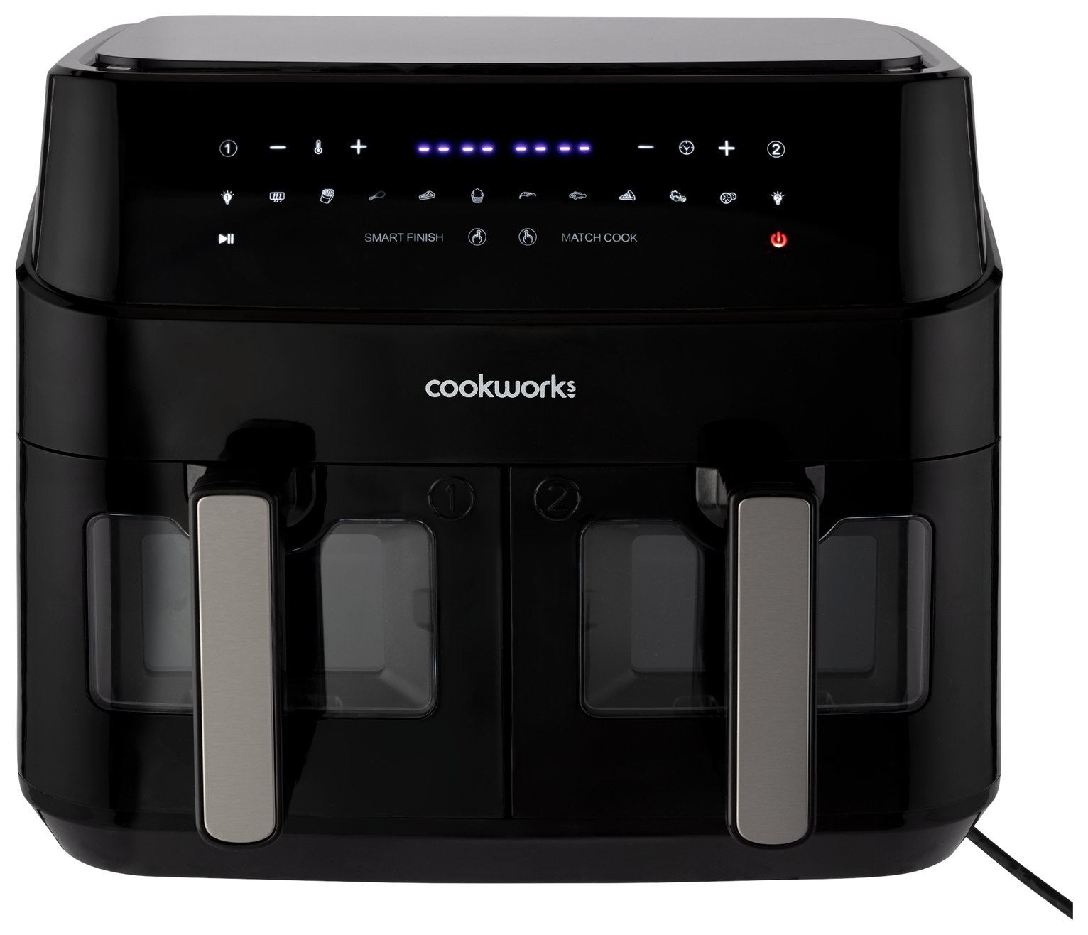 Cookworks 9L 2600W Dual Air Fryer KDF5577DTW Oil Free Healthy Style - Black