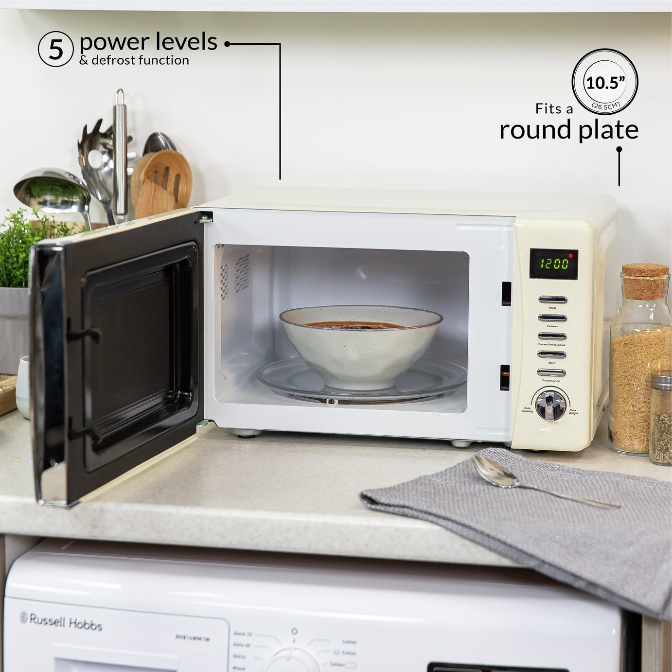 Russell Hobbs Worcester 700W Standard Microwave - Cream