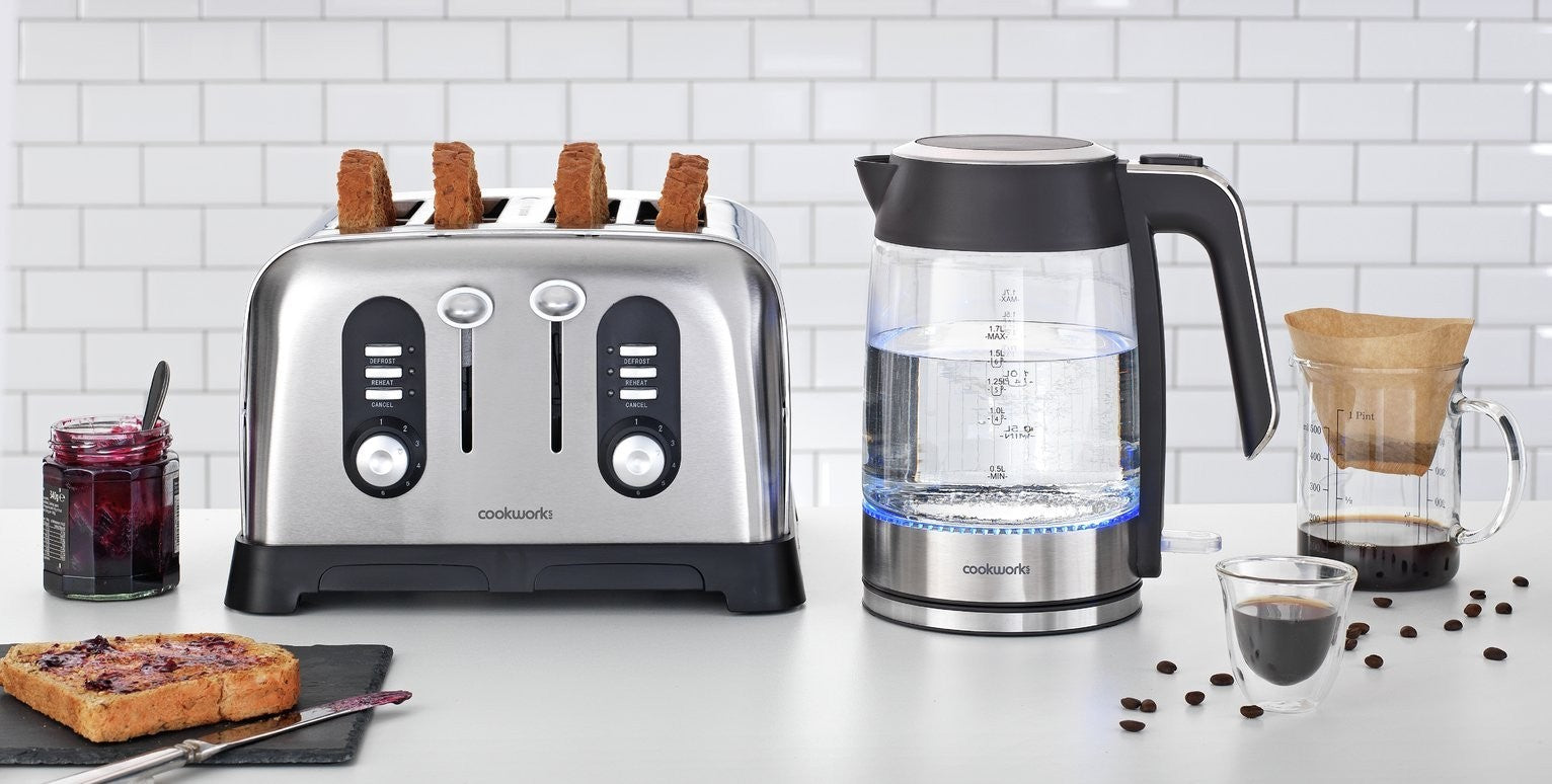 Cookworks Illuminating Kettle - Glass and Stainless Steel
