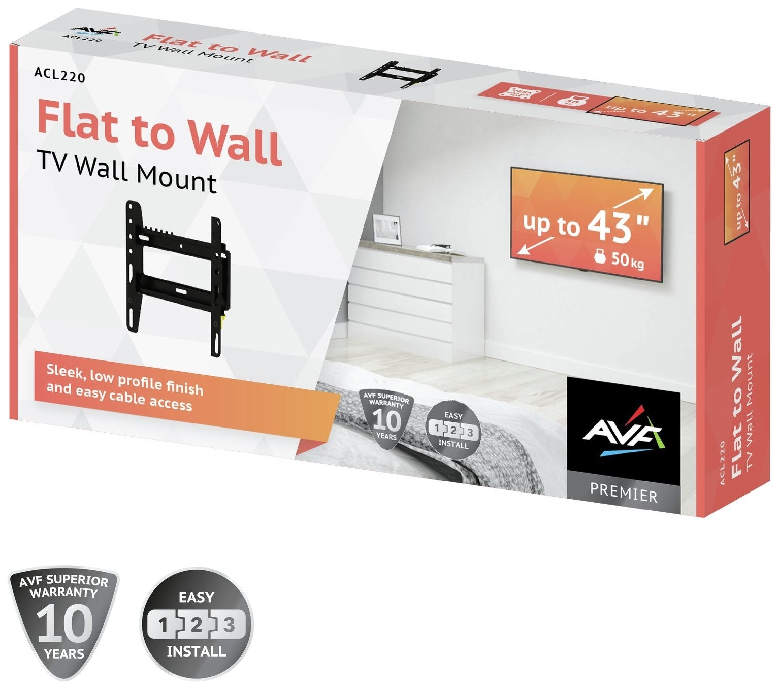 AVF Superior Flat to Wall Up To 43 Inch TV Wall Bracket