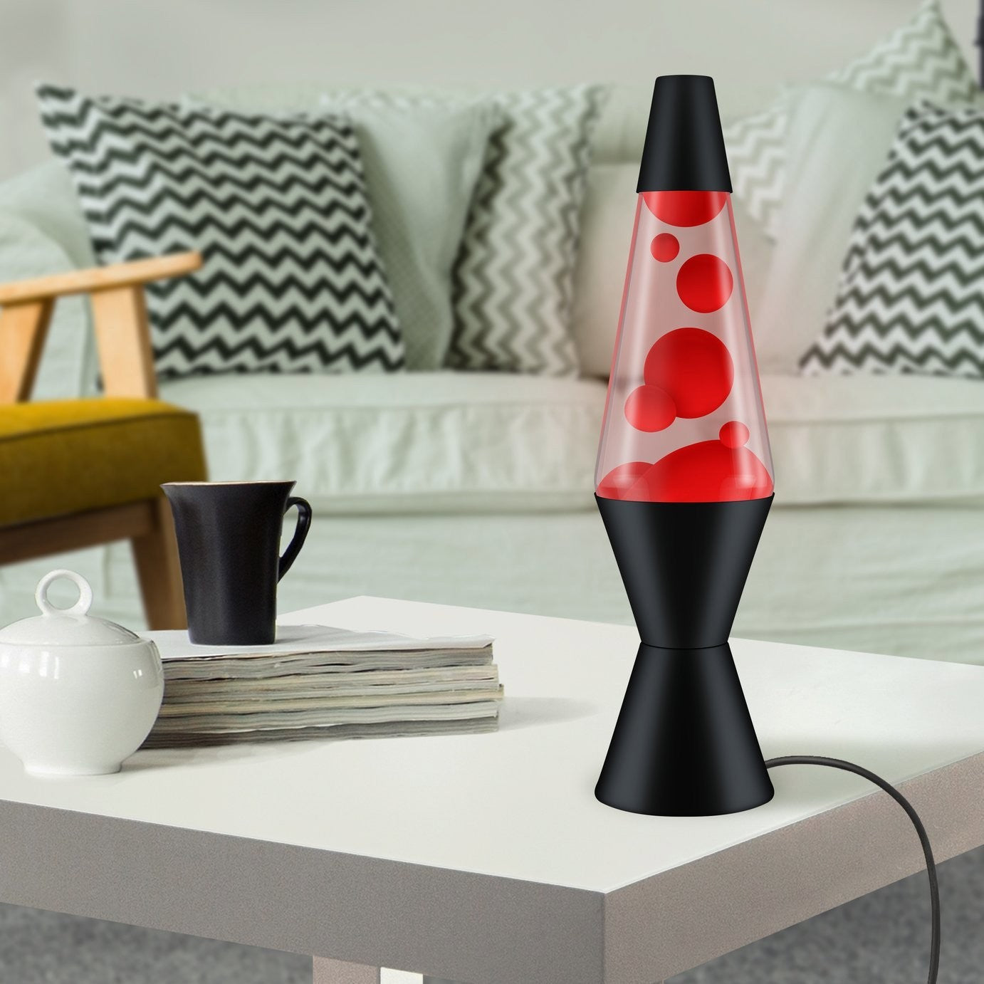 Black Lava Lamp 14.5in - Red