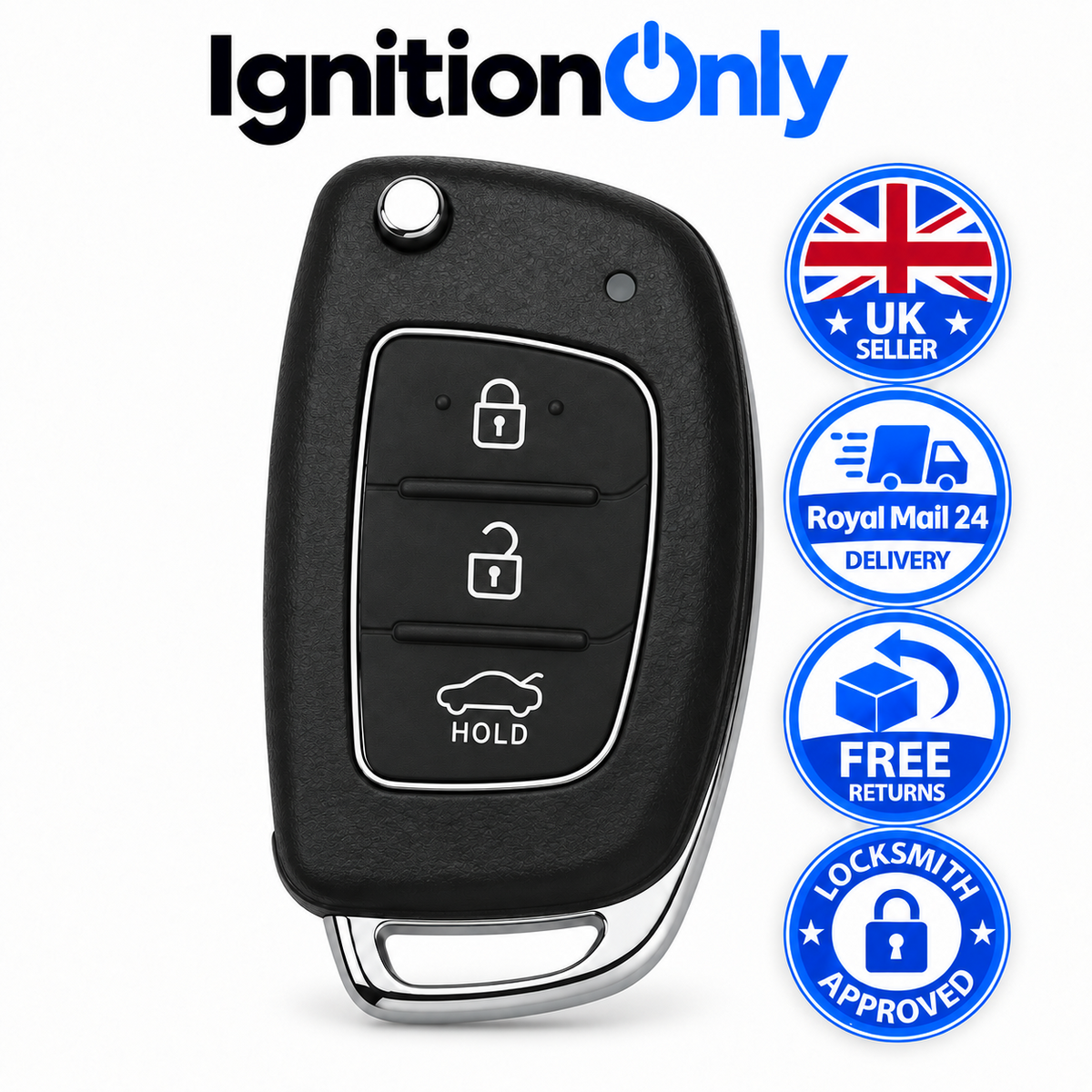 3 Button Flip Remote Key Fob Case for Hyundai i20 ix20 2012-2020 HYN22