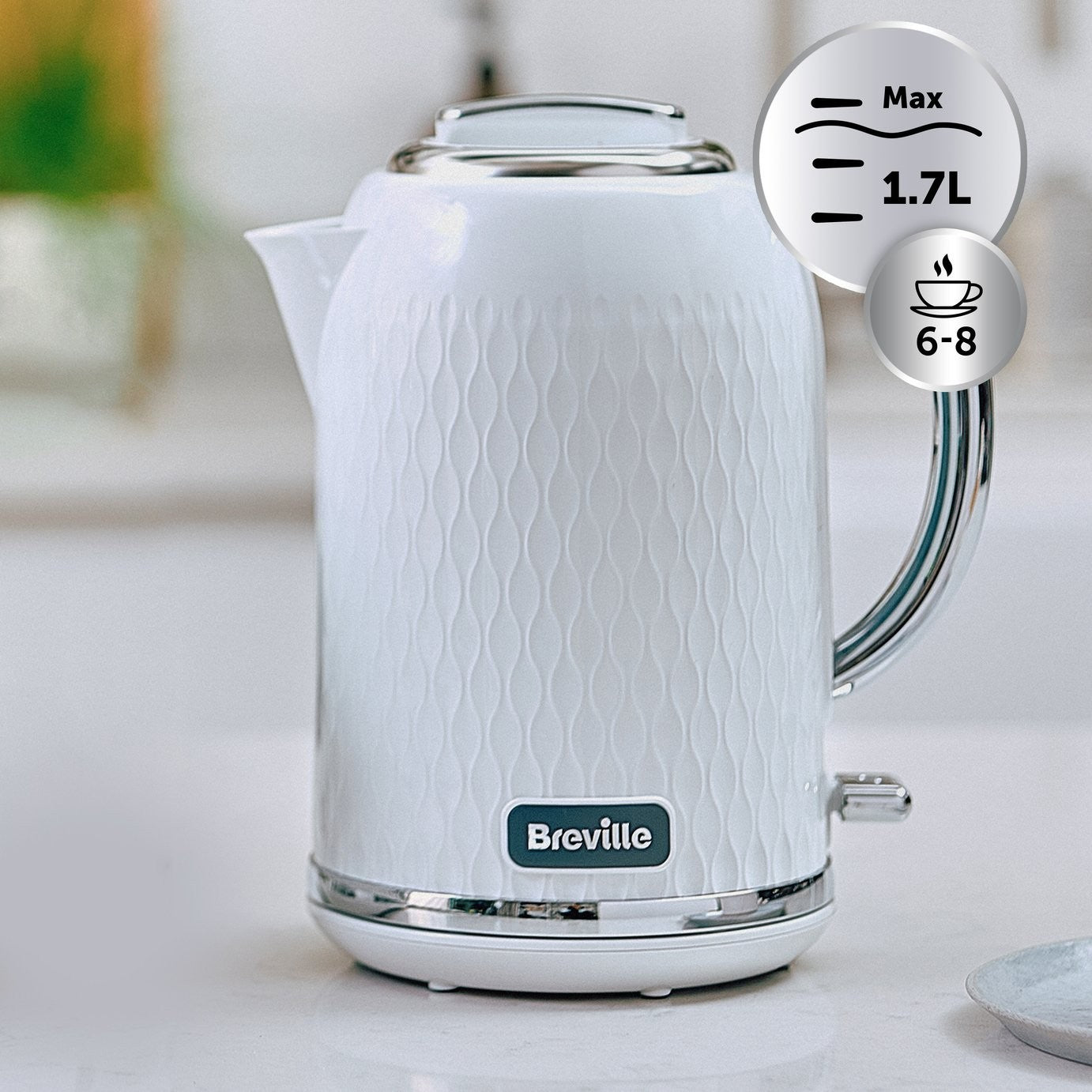 Breville VKT117 Curve Collection Jug Kettle 1.7L - White and Chrome