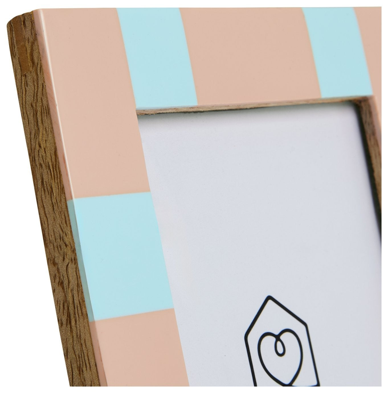 Habitat Pink & Blue Checkered Mango Wood Frame - 4x6"