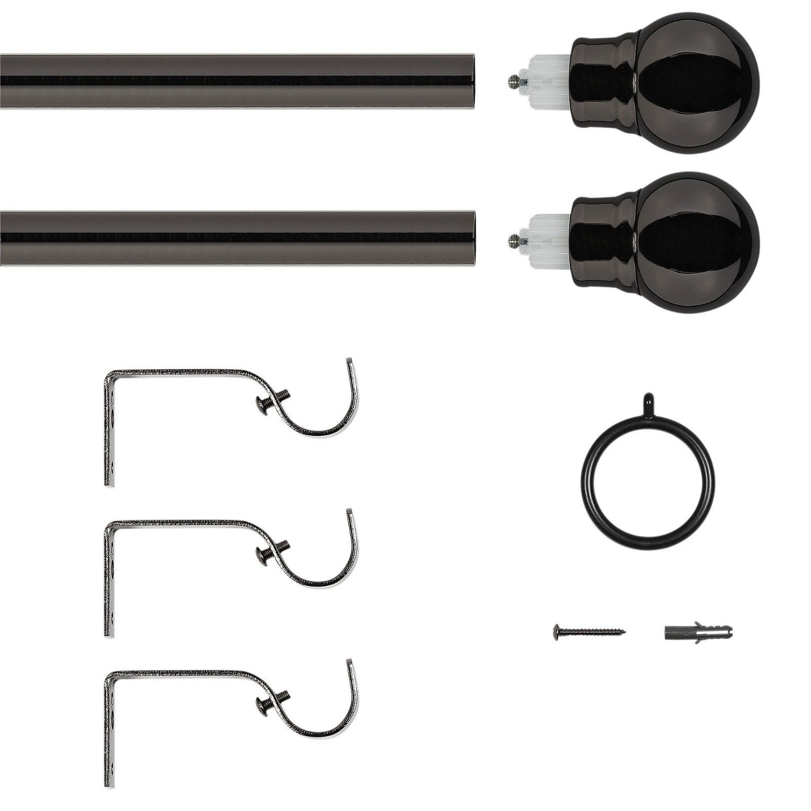 Argos Home Black Extendable Curtain Pole - 110cm - 300cm