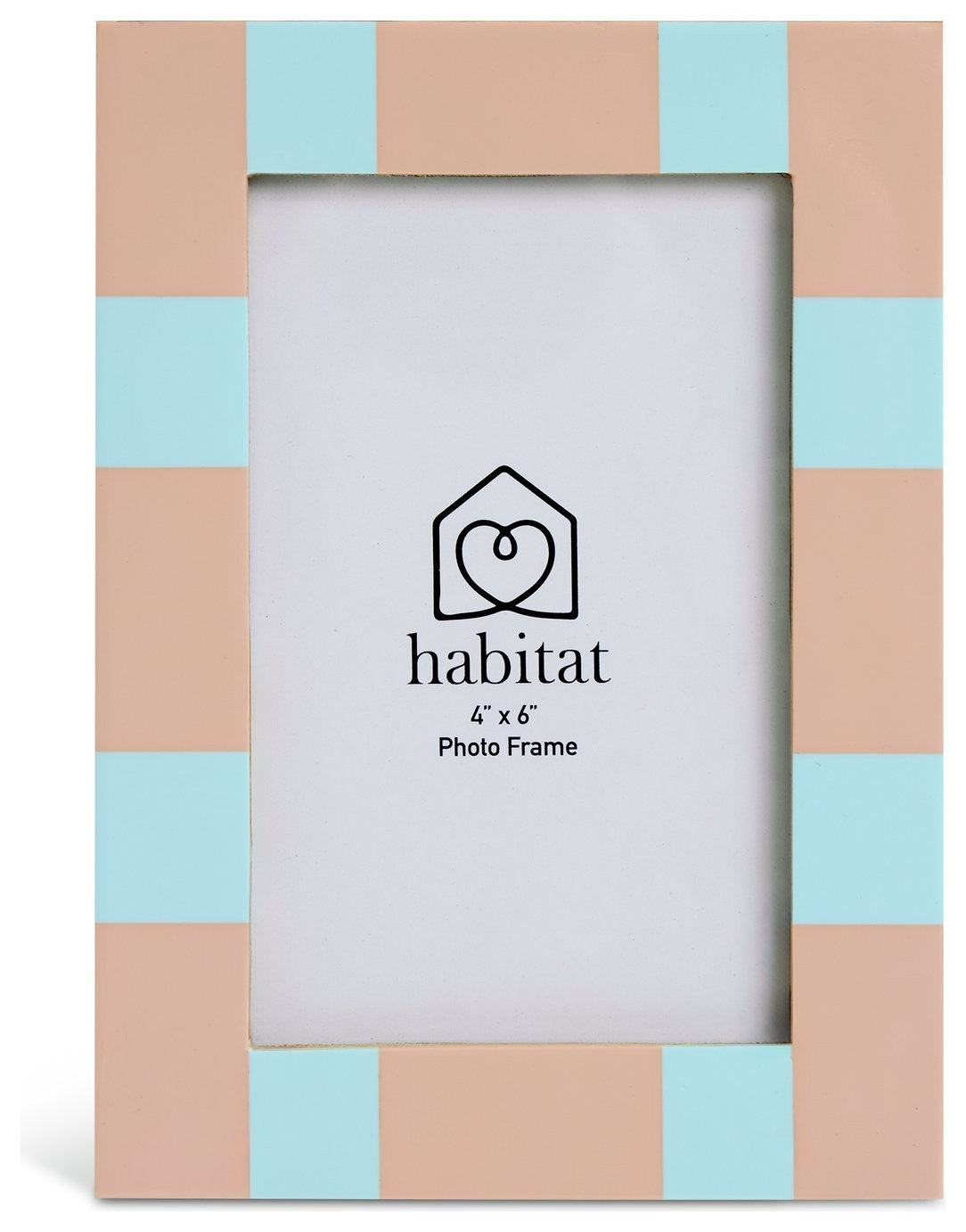 Habitat Pink & Blue Checkered Mango Wood Frame - 4x6"