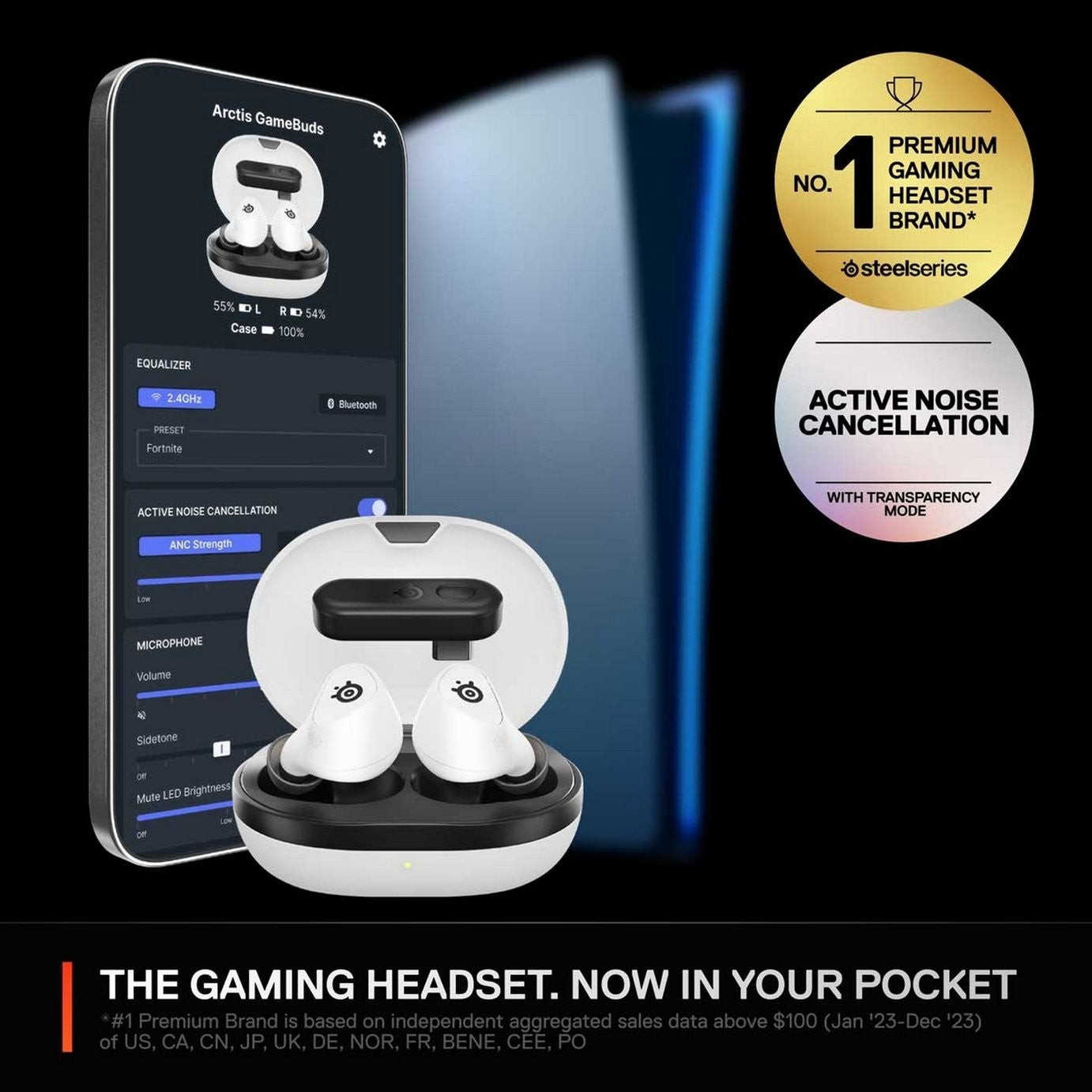 SteelSeries Arctis GameBuds Wireless Earbuds – PS5/PC/Switch | ANC | 40h Battery