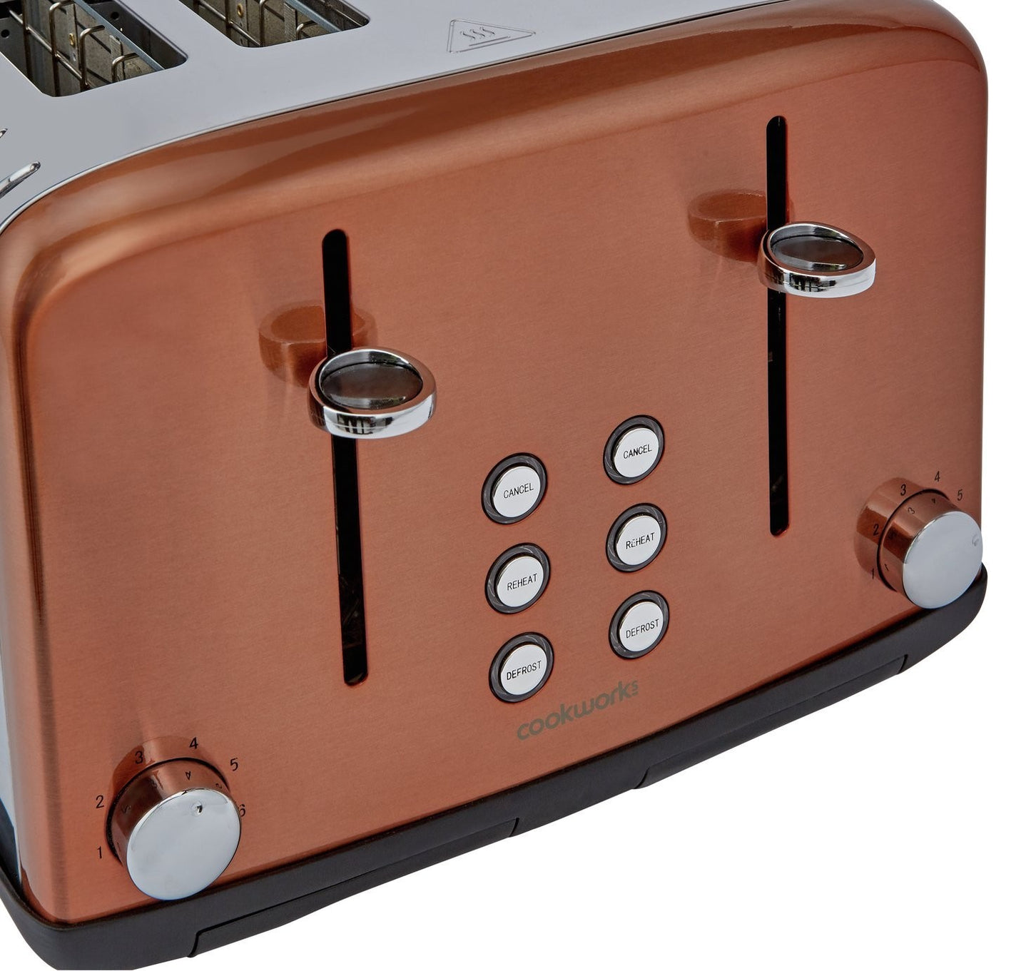 COOKWORKS COPPER STAINLESS STEEL 4 SLICE TOASTER
