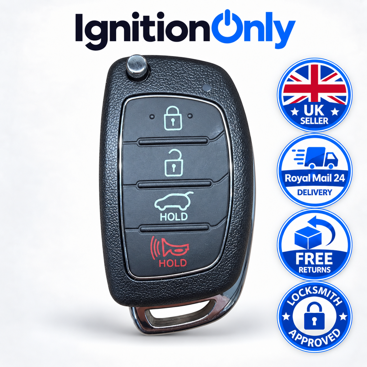 Replacement 4 Button Flip Remote Key Fob Case for Hyundai i40 2011-2015