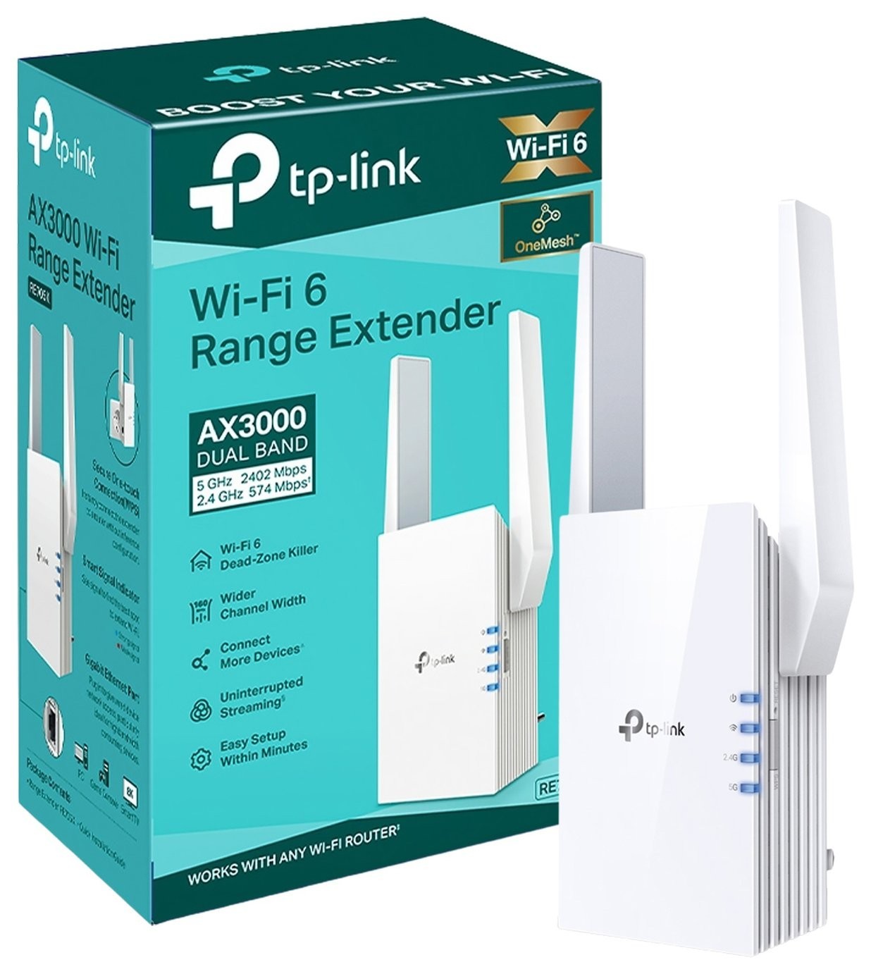 TP-Link RE705X AX3000 Wi-Fi 6 Booster- Gigabit Ethernet Port
