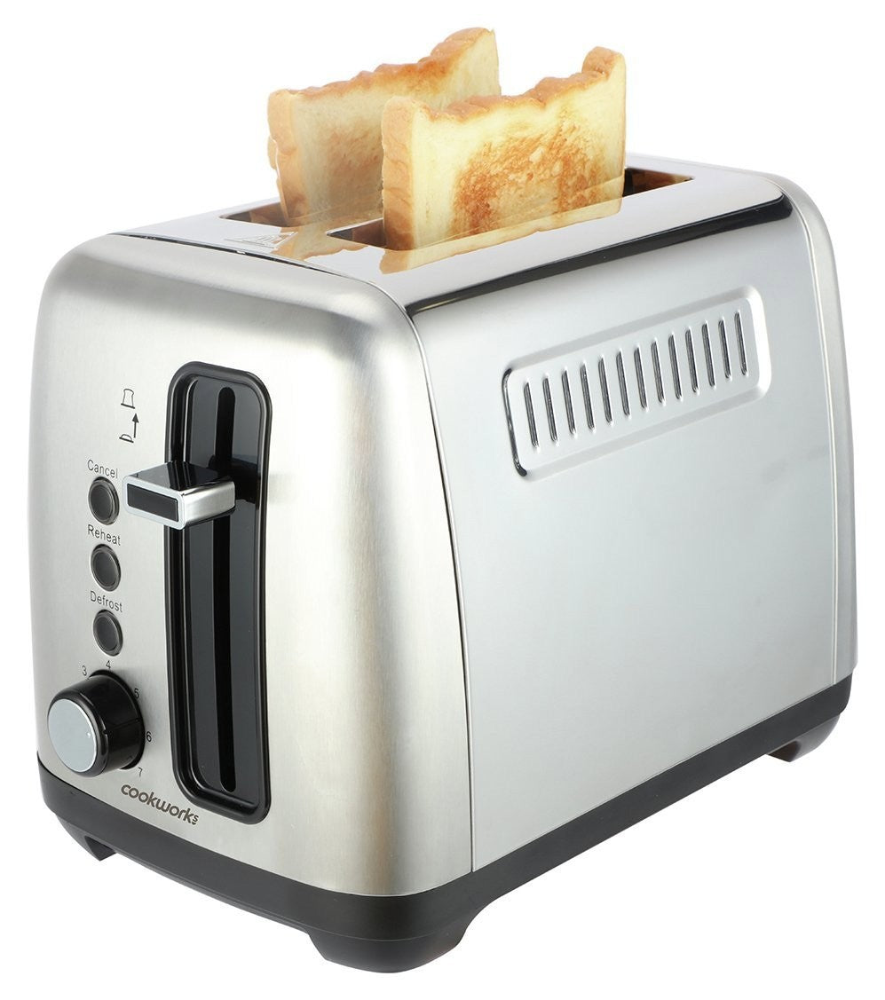Cookworks 2 Slice Toaster - Stainless Steel