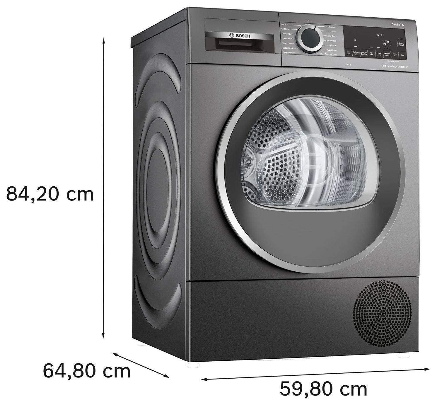 Bosch WQG245R2GB 9kg Heat Pump Tumble Dryer - Graphite