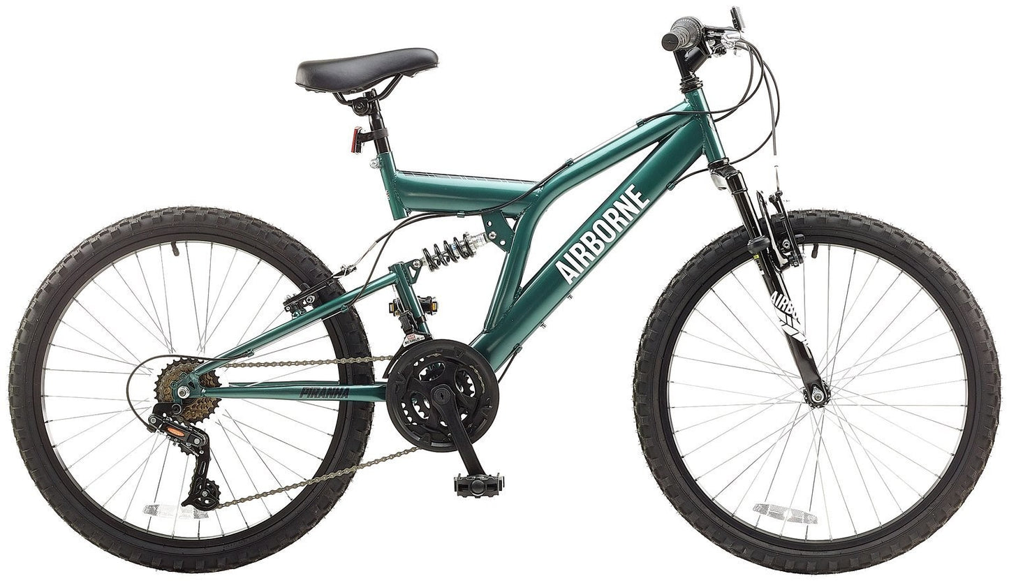 Piranha 24 Inch Unisex Mountain Bike - Dark Green