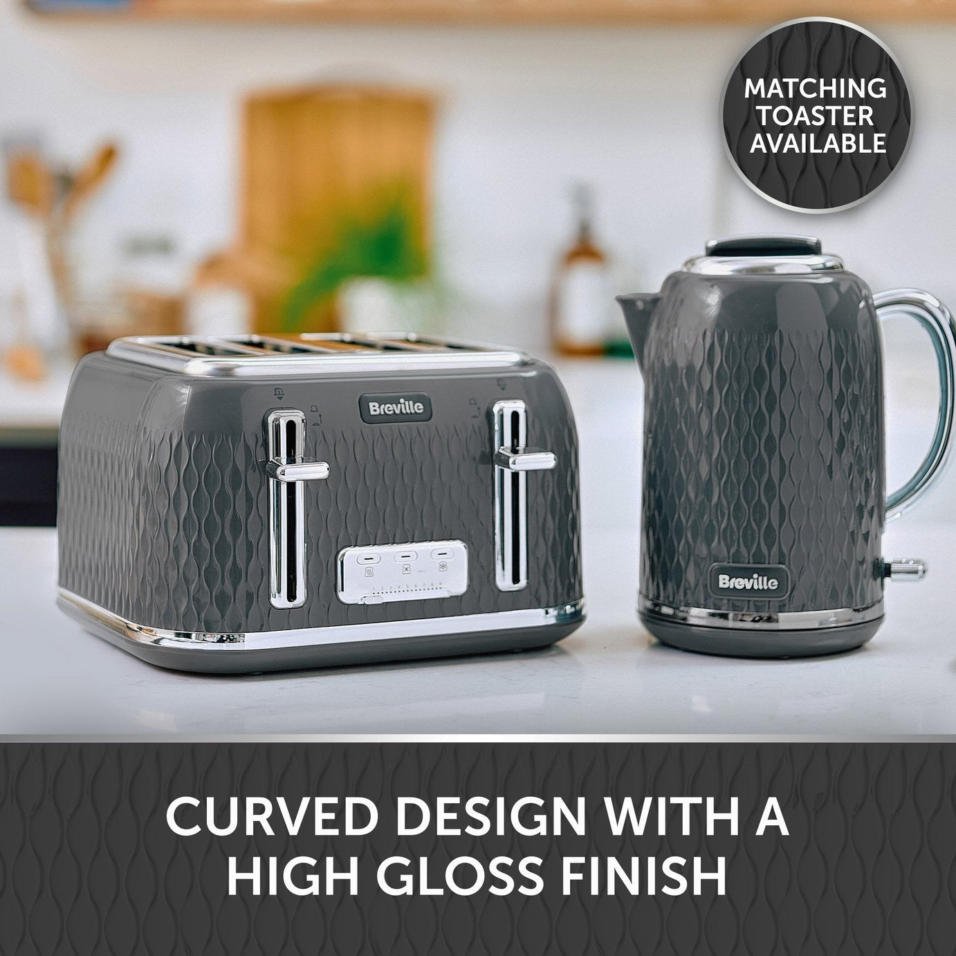 Breville VKT227 Curve Kettle - Grey and Chrome