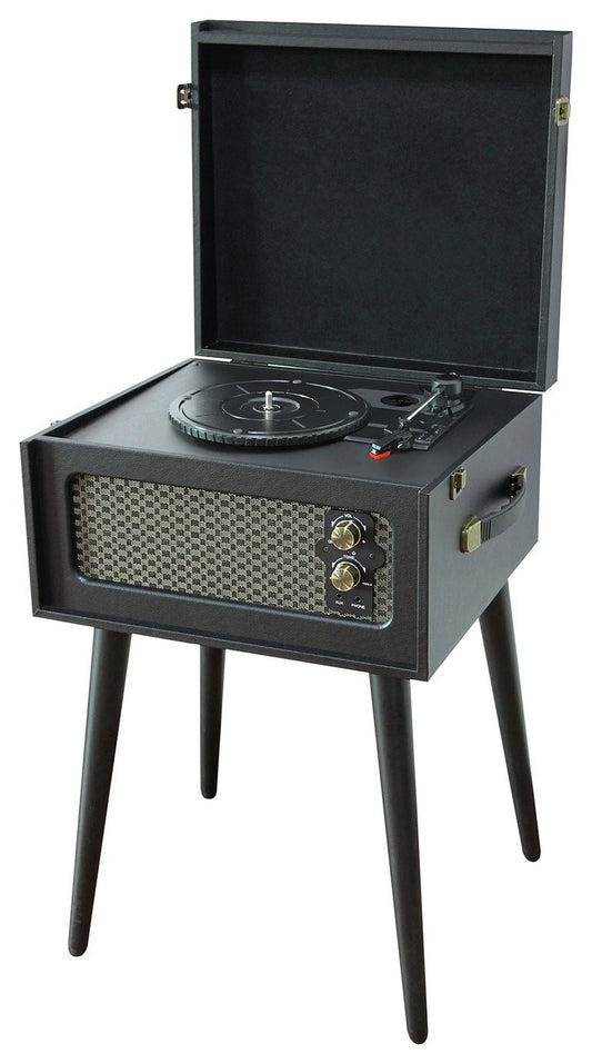 Bush Wooden Bluetooth Turntable Retro Aux Record Player Withs Legs Black 7164138