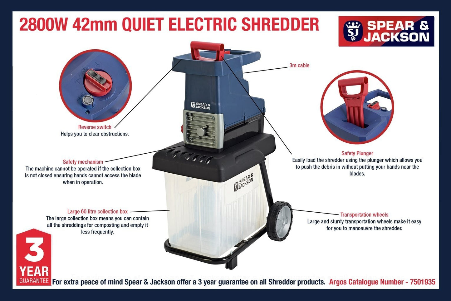 Spear & Jackson S28ES Crushing Quiet Garden Shredder - 2800W