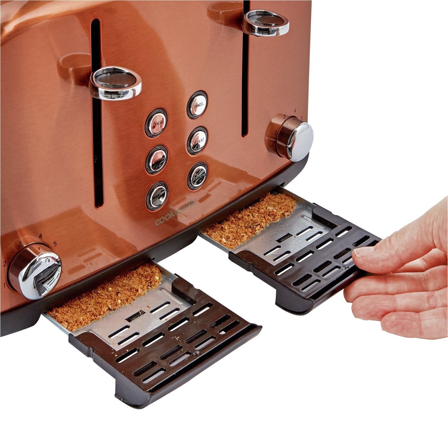 COOKWORKS COPPER STAINLESS STEEL 4 SLICE TOASTER