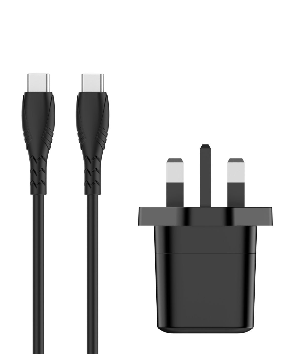 25W USB-C Mains Charger and USB-C Cable - Black