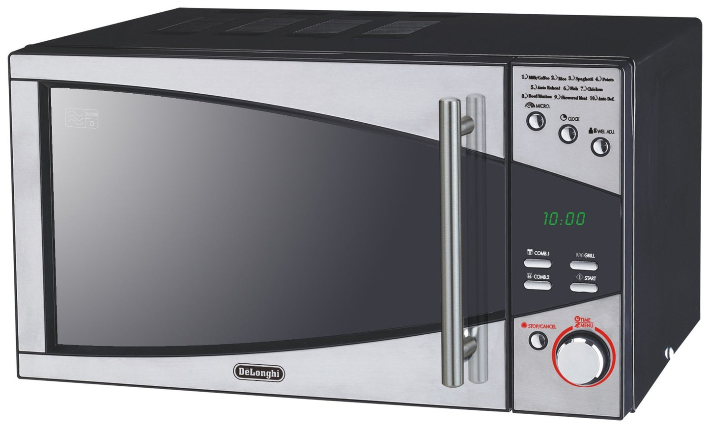 De'Longhi 800W Standard Microwave P80T5A - Black and Silver