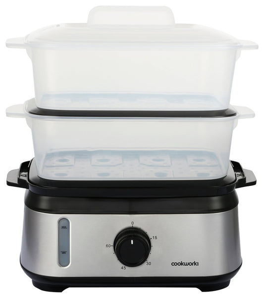 Cookworks FS1400-GS 2 Tier Steamer - Stainless Steel