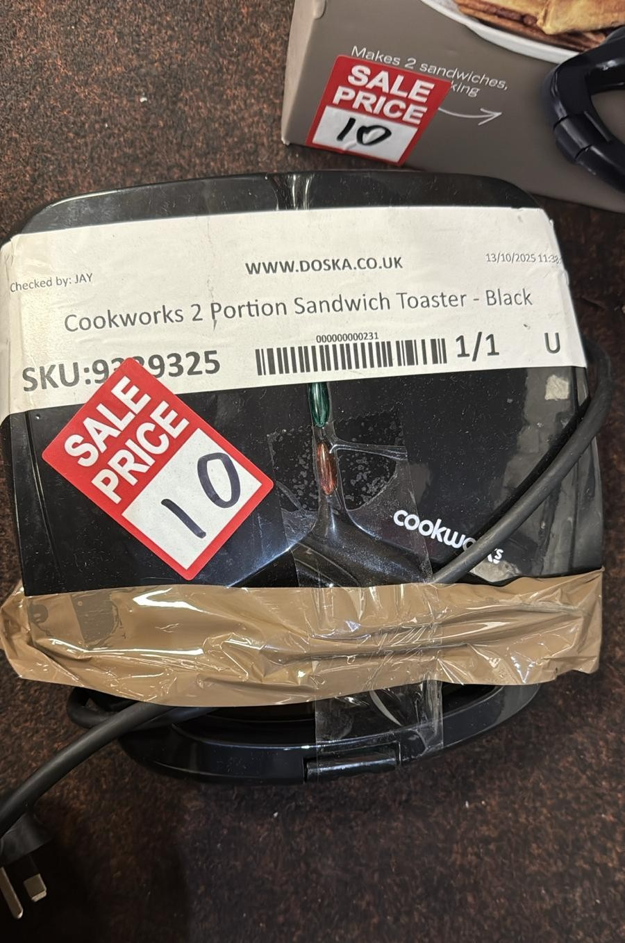 Cookworks 2 Portion Sandwich Toaster - Black