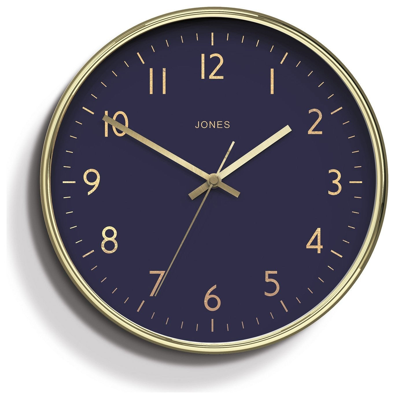 Jones Circular Wall Clock in Gold Coloured Frame with Quartz Movement 30cm