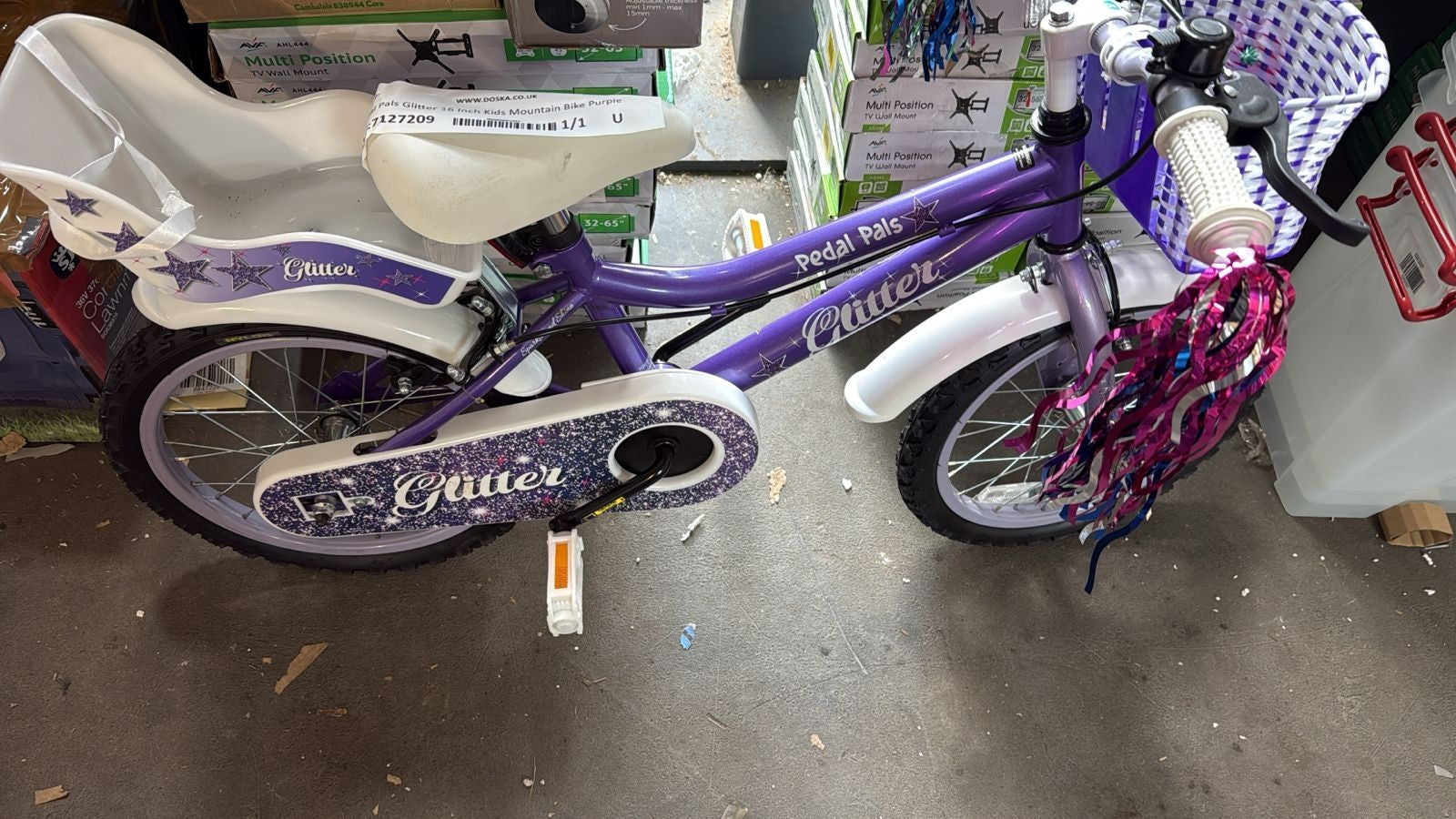 Pedal Pals Glitter 16 Inch Kids Mountain Bike Purple