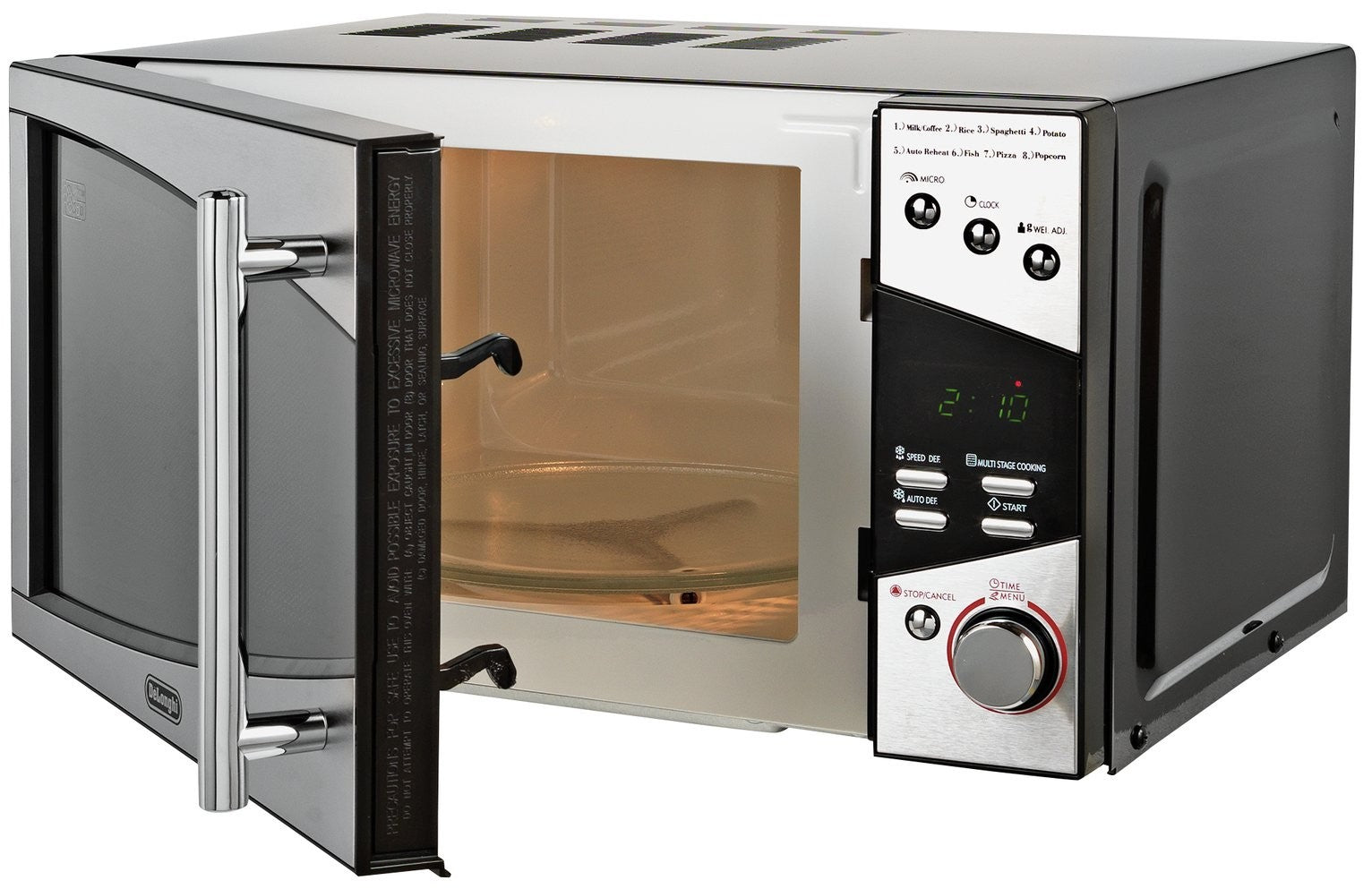De'Longhi 800W Standard Microwave P80T5A - Black and Silver