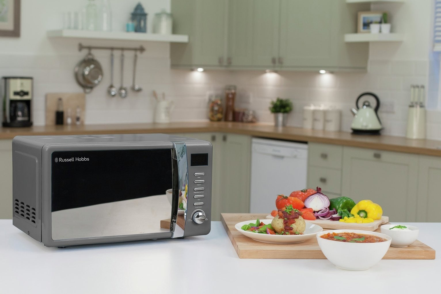Russell Hobbs Worcester 700W Standard Microwave - Grey